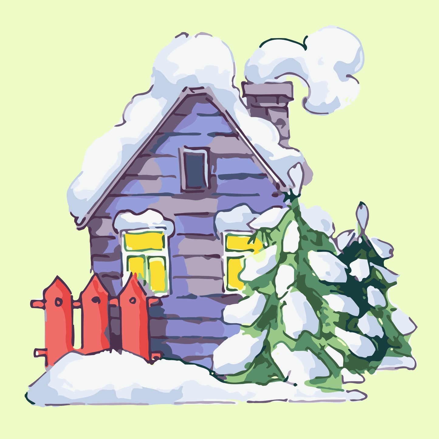 Snowy House - Mini Paint by Numbers Kit
