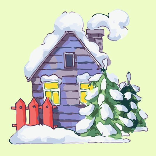 Snowy House - Mini Paint by Numbers Kit