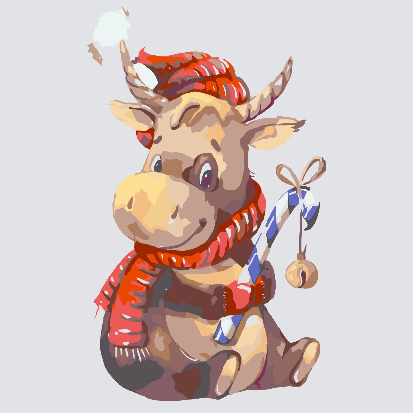 Smiling Baby Ox - Mini Paint by Numbers Kit