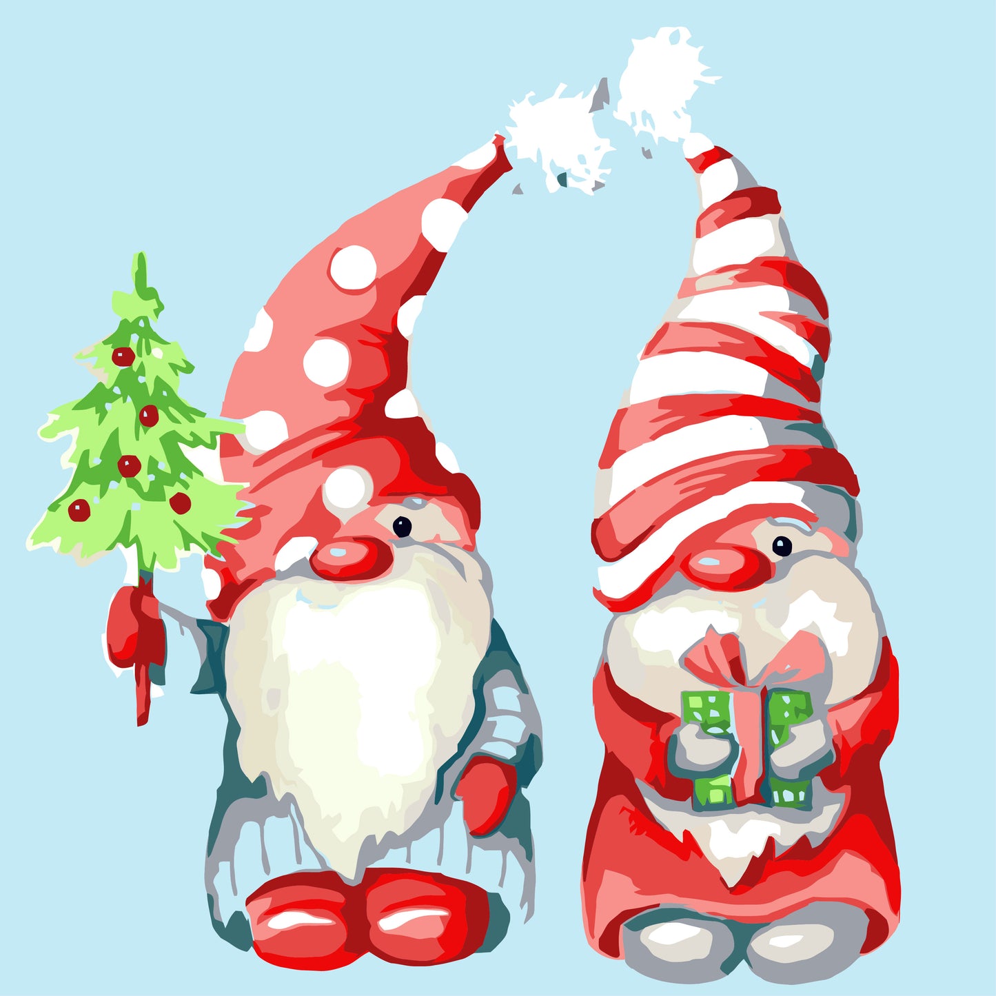 Cute Christmas Gnomes - Mini Paint by Numbers Kit