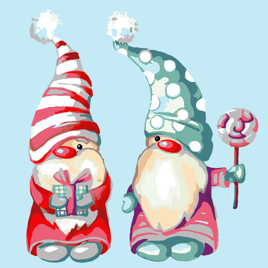 Cute Christmas Gnomes - Mini Paint by Numbers Kit