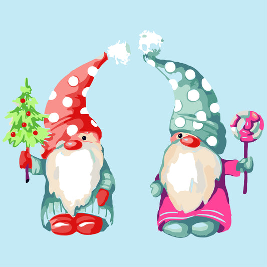 Cute Christmas Gnomes - Mini Paint by Numbers Kit