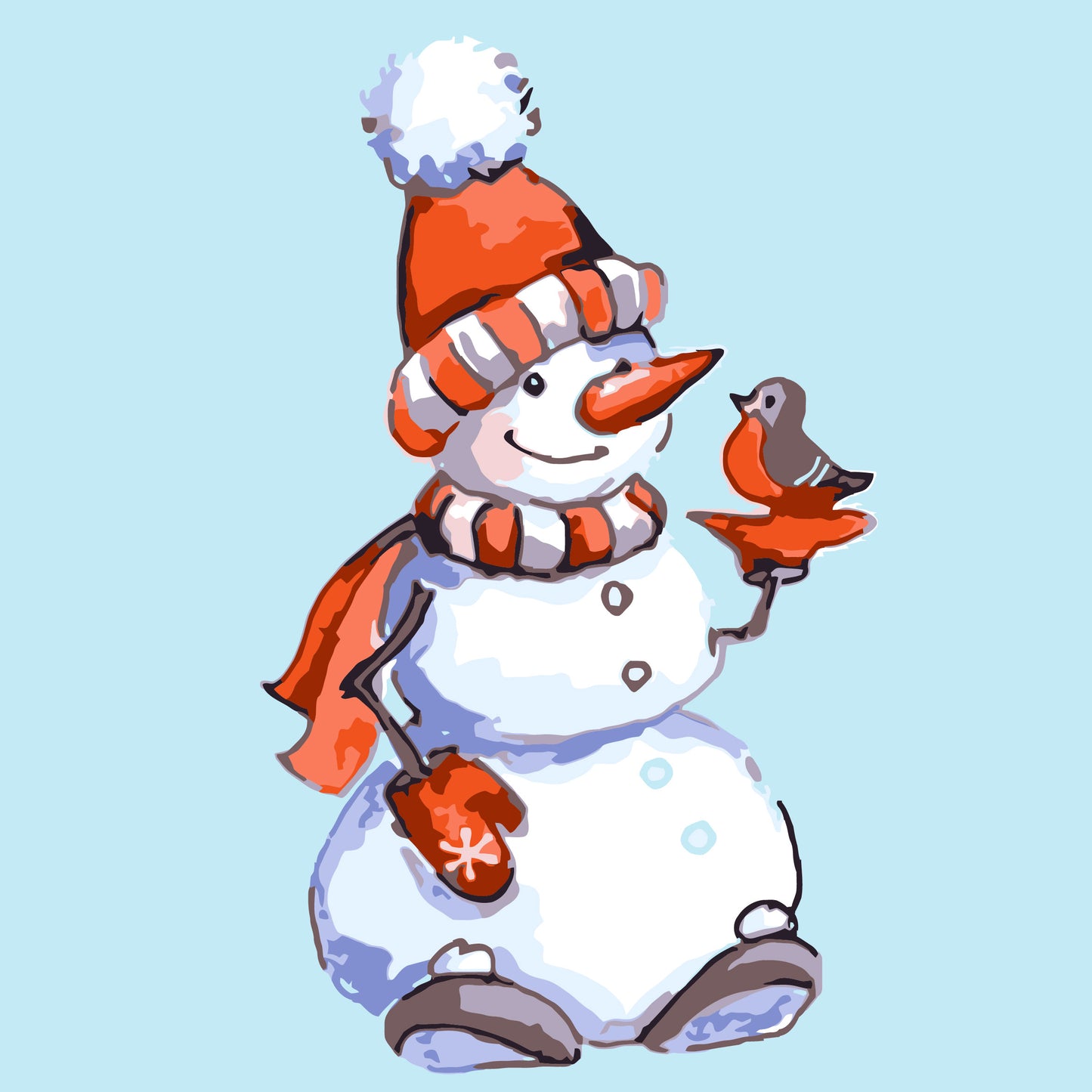 Happy Snowman - Mini Paint by Numbers Kit