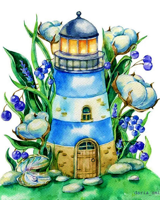 The Flowers And Lighthouse By Daria Smirnovva