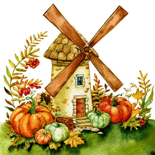 Pumpkin And Windmill By Daria Smirnovva