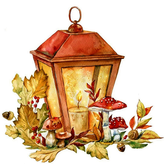 Lantern And Mushrooms By Daria Smirnovva