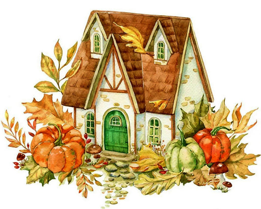 House And Pumpkins By Daria Smirnovva