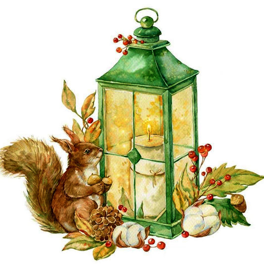 Squirrel And Lantern By Daria Smirnovva
