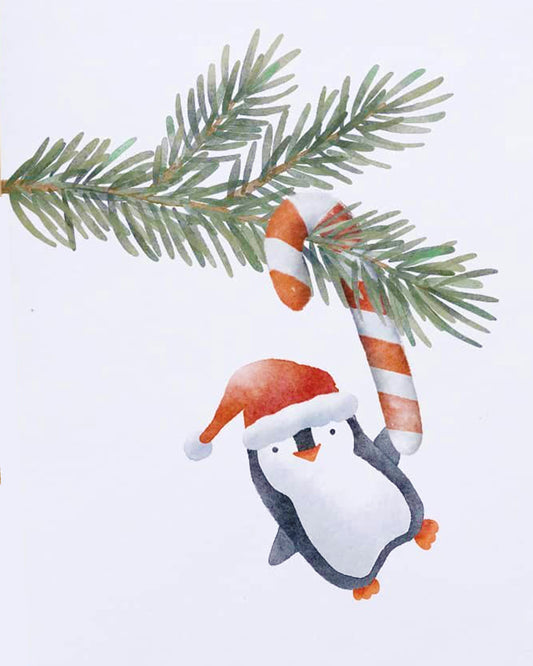 Penguin In Christmas Mood By Justyna Filipiak
