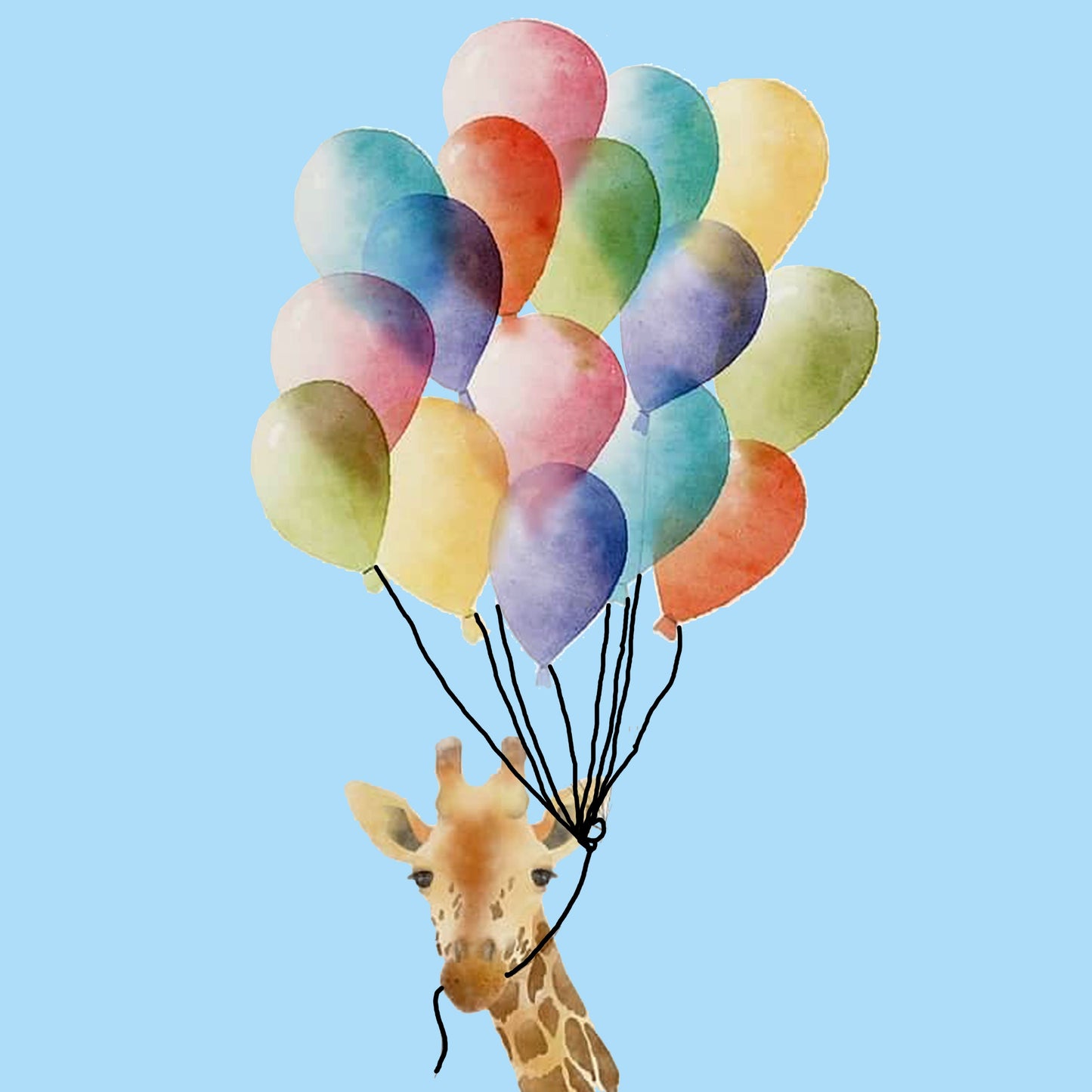 Giraffe And Balloons By Justyna Filipiak