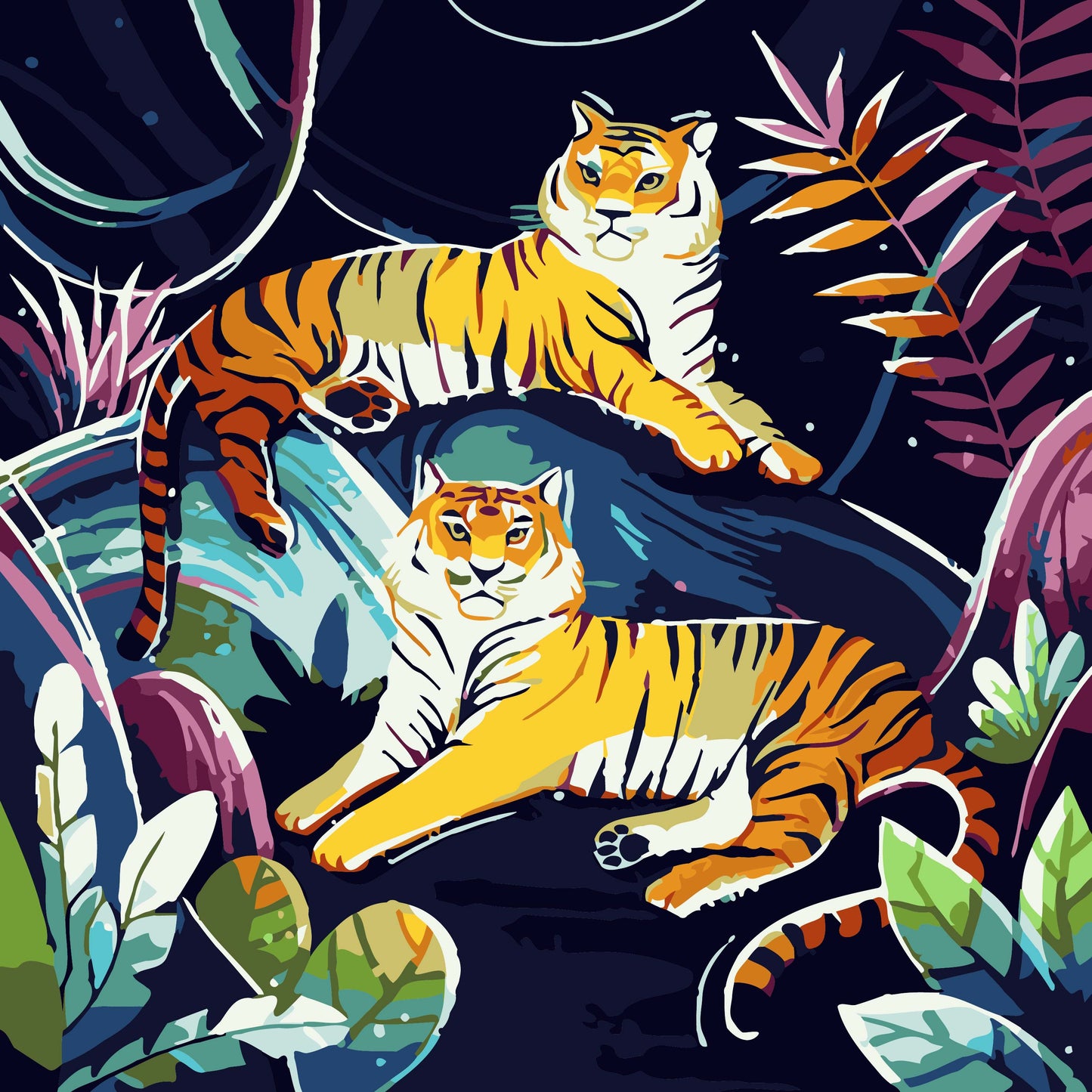 Tiger Couple - Mini Paint by Numbers Kit