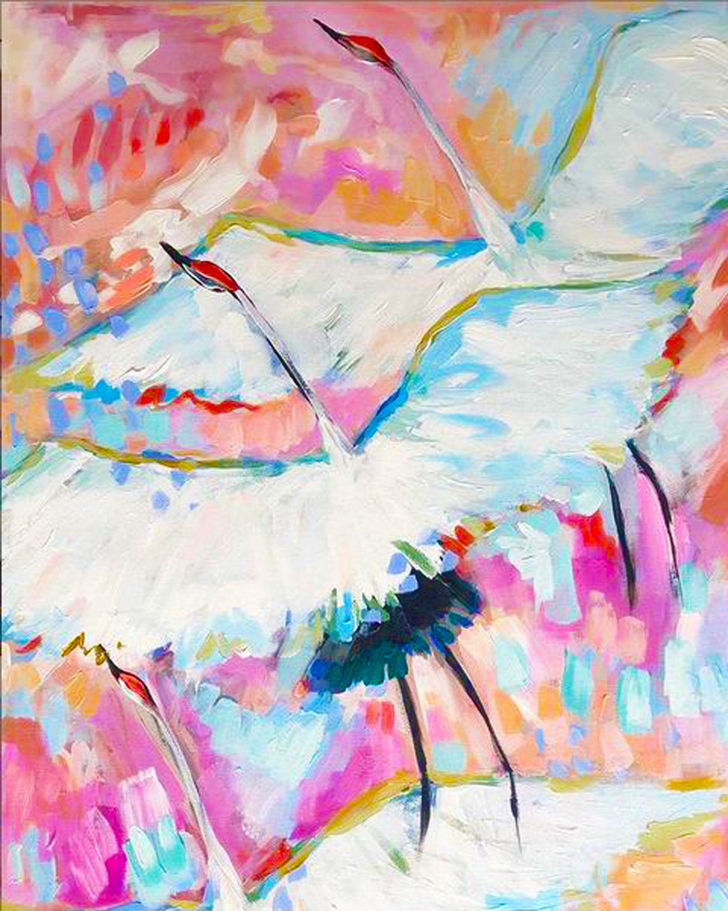 Pink Cranes By Lauren Combs