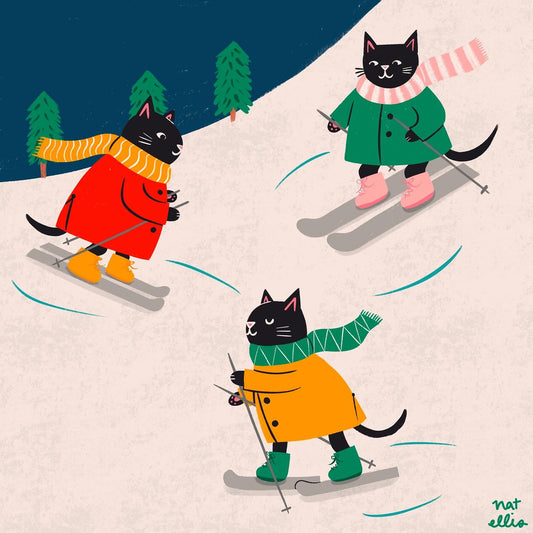 Cats Enjoying Skiing By Nat Ellis