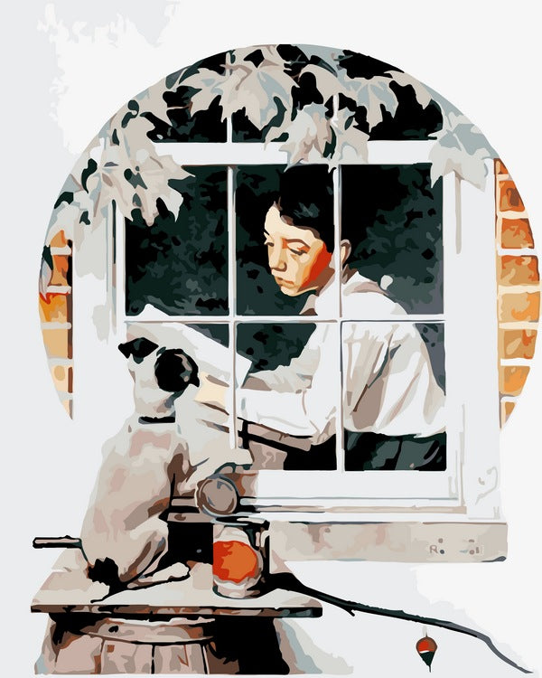 Boy Gazing Out Of A Window By Norman Rockwell