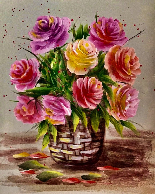 Pot Of Roses By Paulina Ponsford