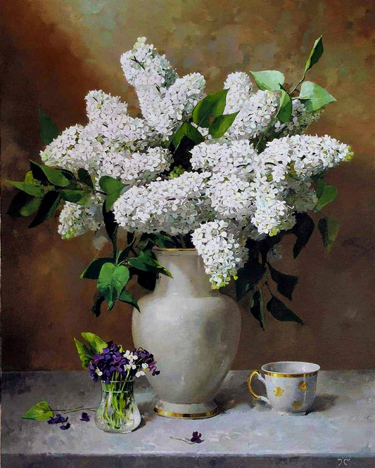 White lilac and violets By Sergey Khamalyan