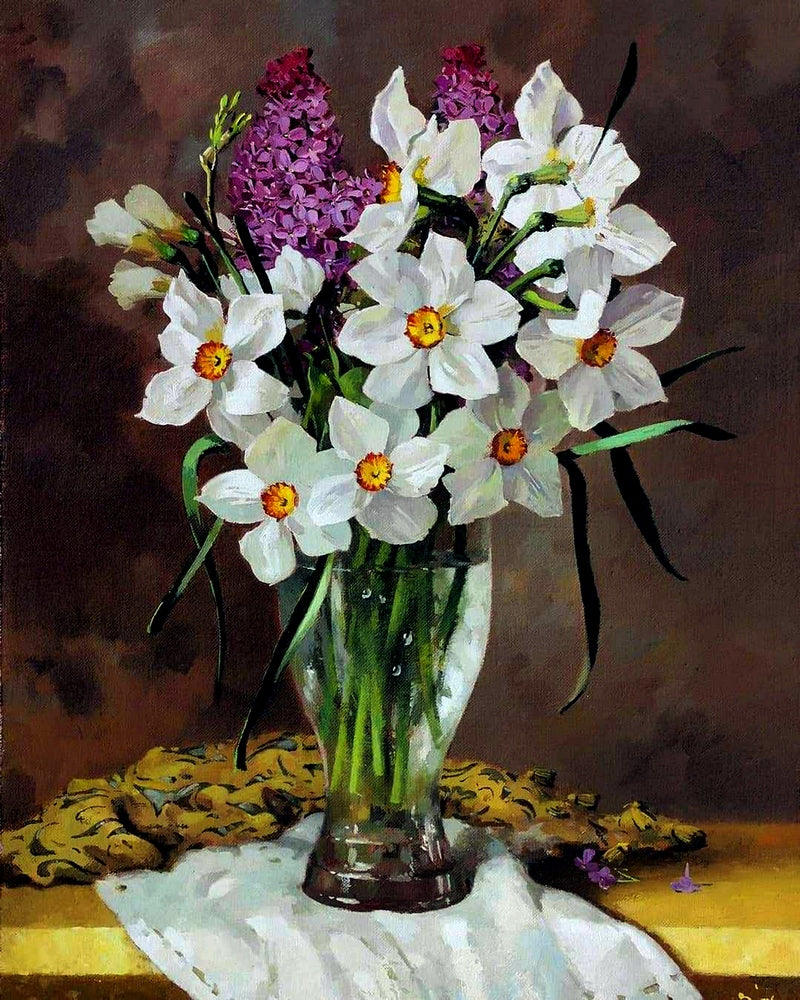 Daffodils And Lilacs By Sergey Khamalyan
