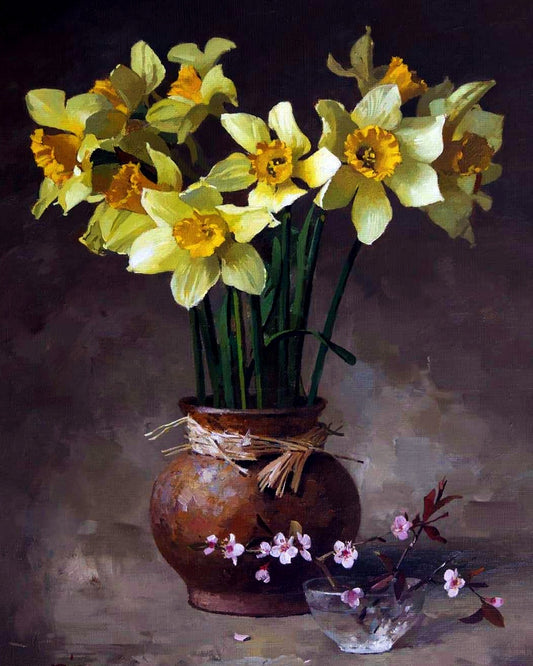 Daffodils in a Earthern Pot By Sergey Khamalyan