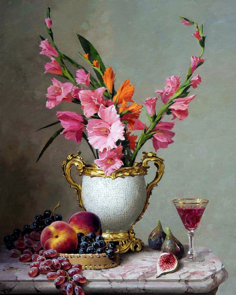 Gladioli and Fruits By Sergey Khamalyan