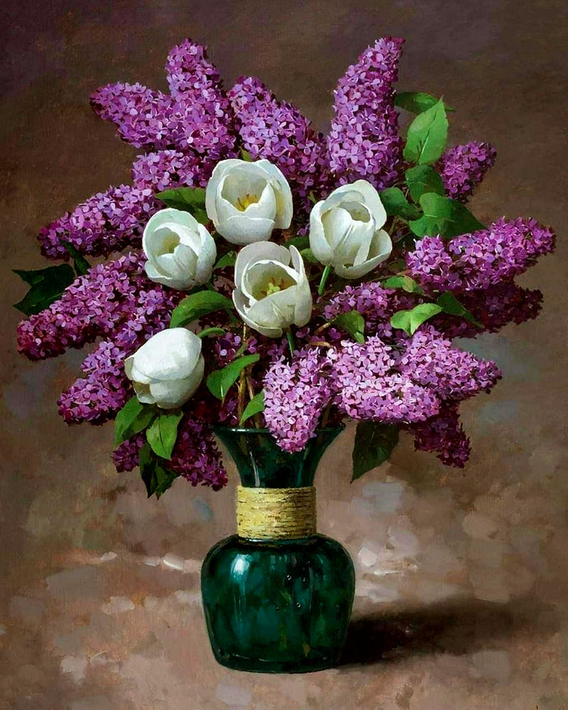 Lilac and White Tulips By Sergey Khamalyan