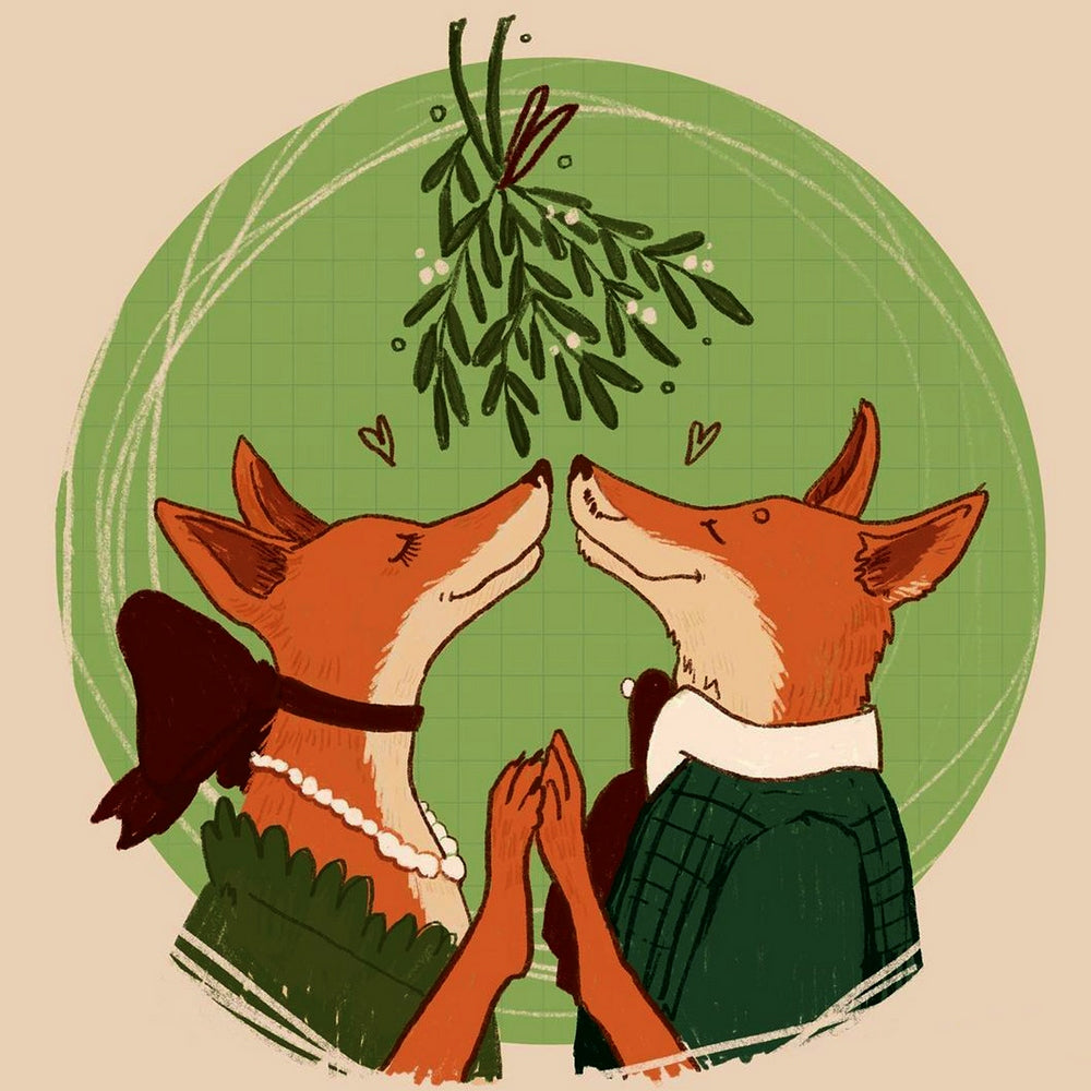 Fox Kissing Under The Mistletoe By Zuzanna Sak