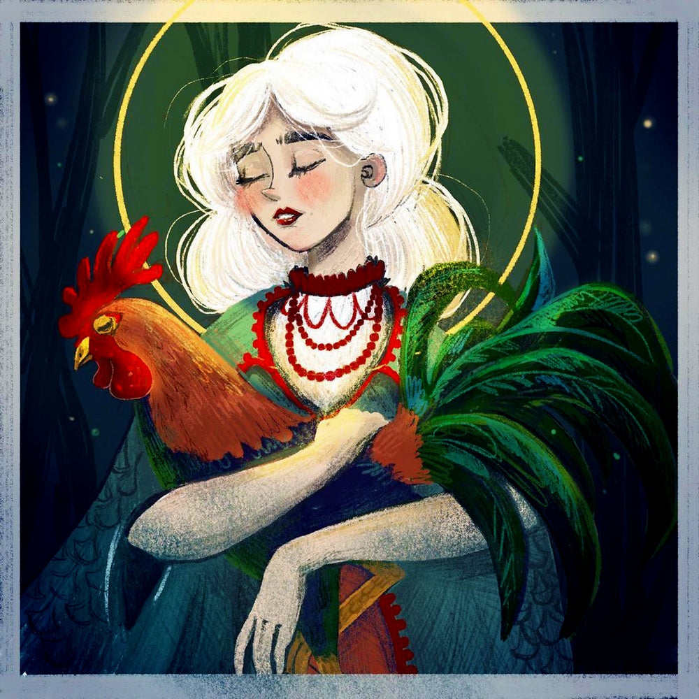 Girl With Rooster By Zuzanna Sak