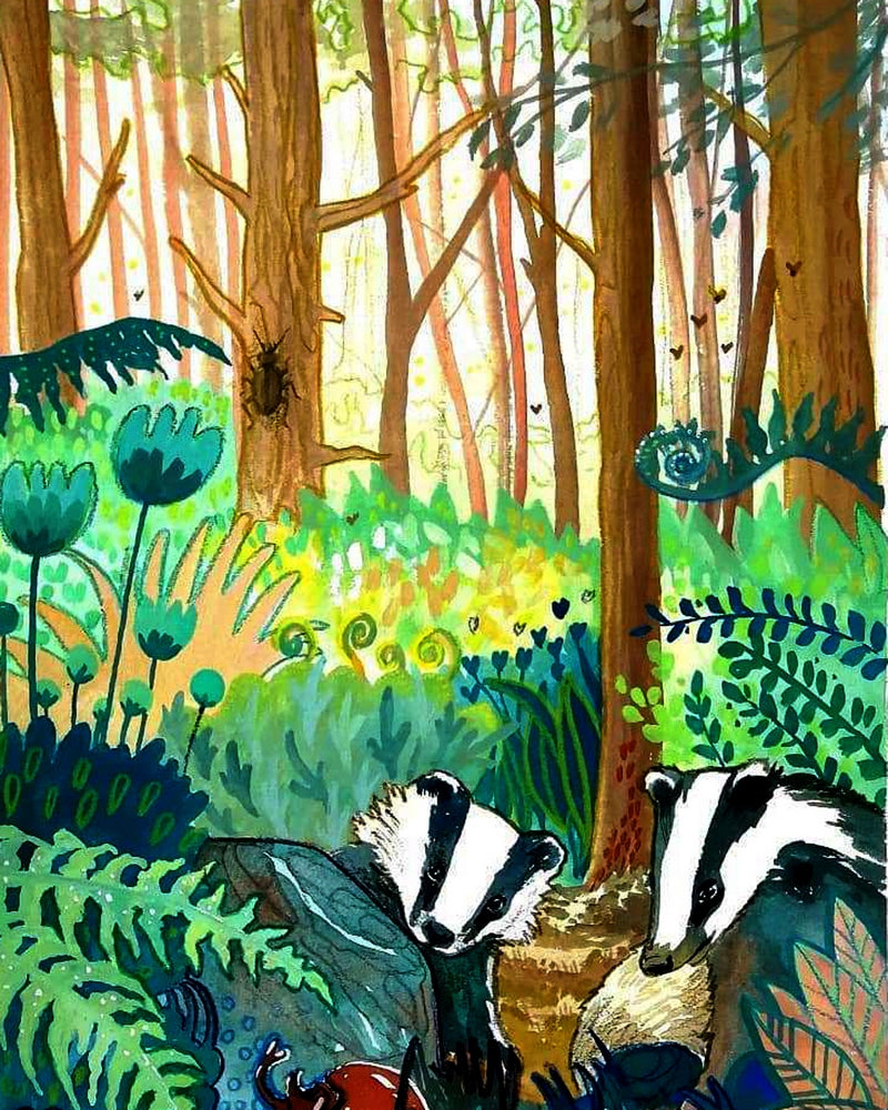 Badgers In The Woods By Zuzanna Sak