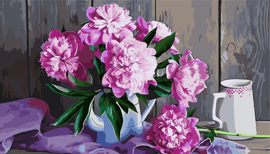 Pink Peonies - 16x27.5 inch (40x70cm) Large Paint By Numbers