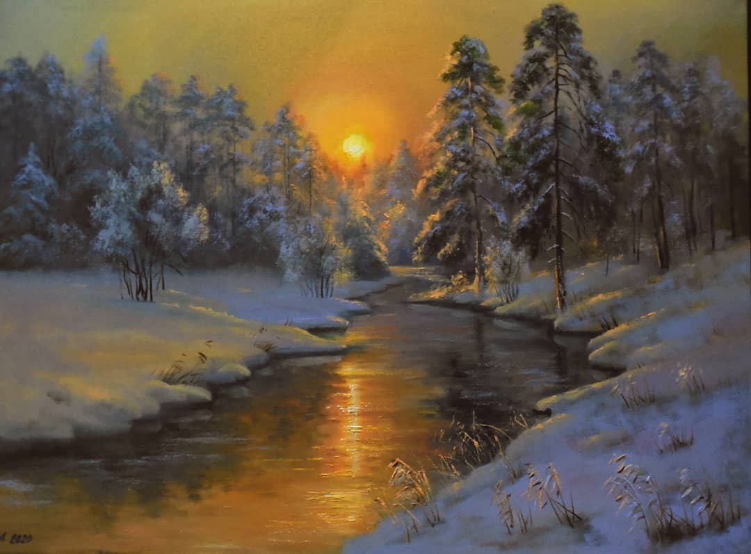 Winter Sunset By Tamara Maslenik